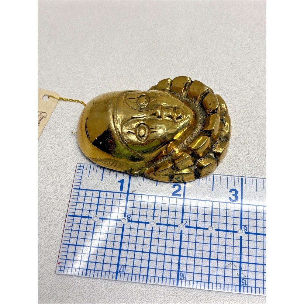 VTG Solid Brass French Pierrot Cute Clown Face Harlequin Mime Jester Wall Decor - Picture 4 of 4